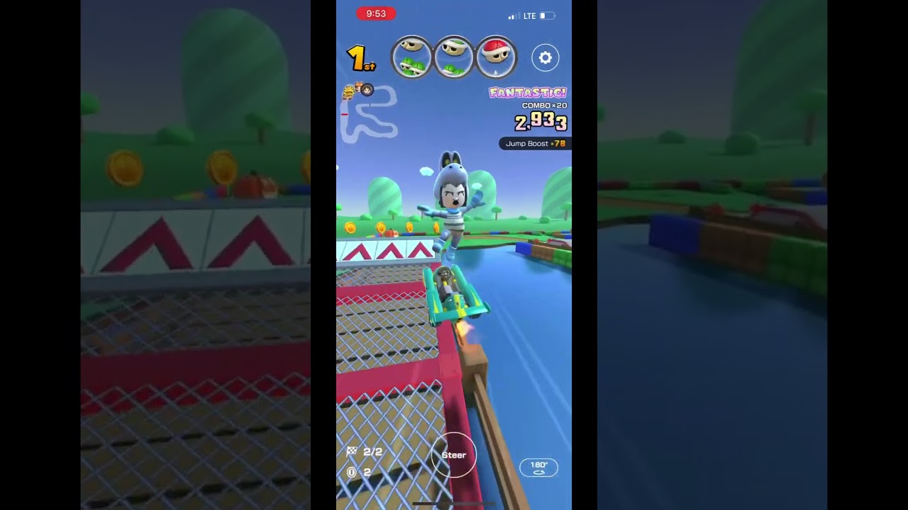 What happens when you throw a blue shell in first place in Mario kart tour
