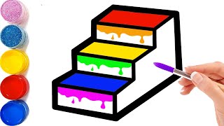Vẽ Cầu Thang 3D Đơn Giản Và Tô Màu Cho Bé Dạy Bé Vẽ Tô Màu
