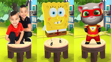 Tag with Ryan SpongeBob VS CKN Toys Car Hero Run VS Talking Tom Hero Dash All Characters Unlocked