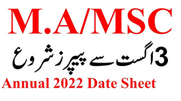 MA MSc Date Sheet 2022 Annual Exams - Official Date Sheet Annual 2022 MA MSc