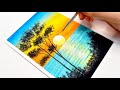 Relaxing Sunset Drawing with Oil Pastels🌅🌊 | Easy Painting Tutorial for beginners