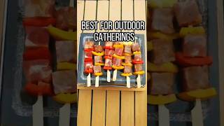 Sizzling Beef Skewers 🔥 Hot Stone BBQ ASMR | Tabletop Grill Cooking #shorts #cookingasmr #bbqlovers