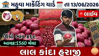 શનિવાર ના ખુલતી લાલ કાંદા બજાર મા તેજી 🔥 || APMC MAHUVA || प्याज बजार भाव महुवा मंडी || 13/06/26 || screenshot 1