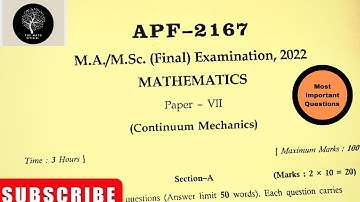 Continum mechanics question paper2022|For:-Mgsu Bikaner & Other University|M.sc Final Year Maths