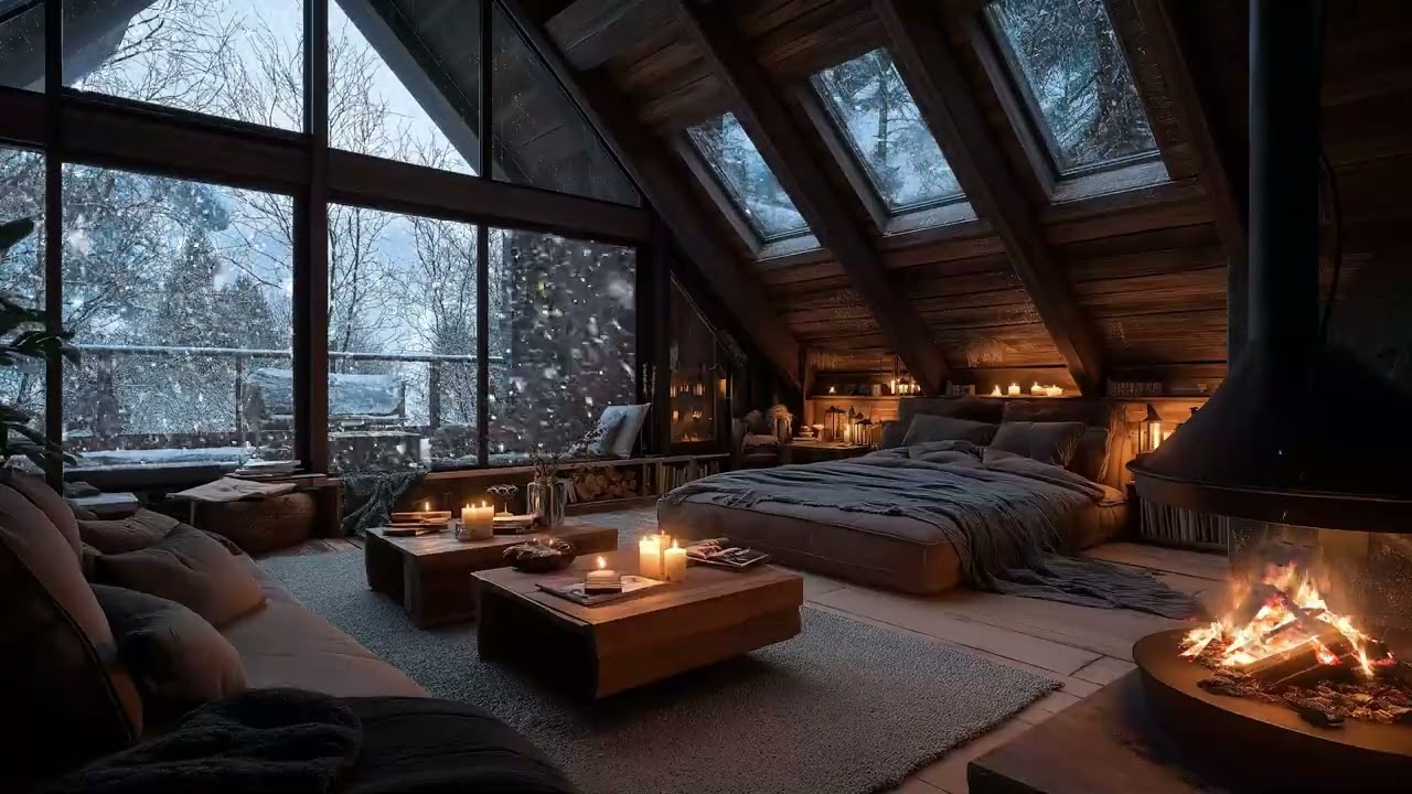 Quiet Winter Cabin ❄️ Fireplace Ambience for Rest & Comfort