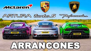 McLaren Artura vs Lambo Perf vs Porsche 911 Turbo: ARRANCONES