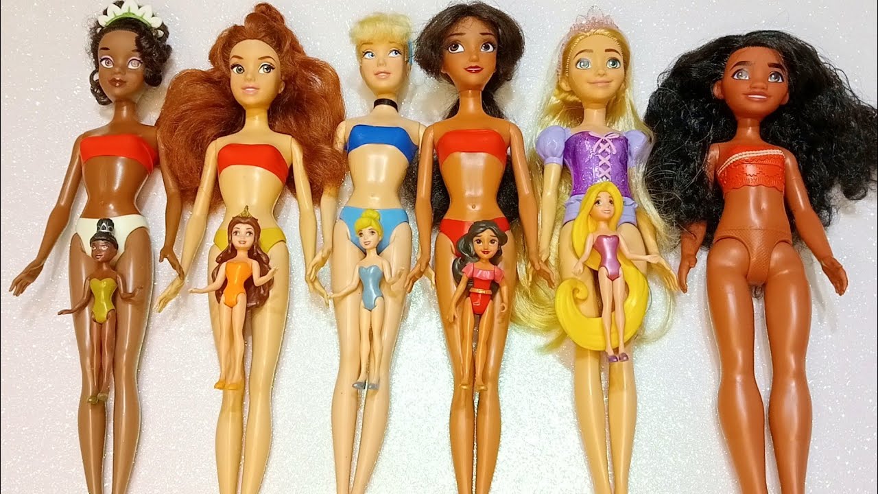 ASMR Most Popular Disney Princess Dolls   lots of colorful rainbow Dresses unpacking surprise toys