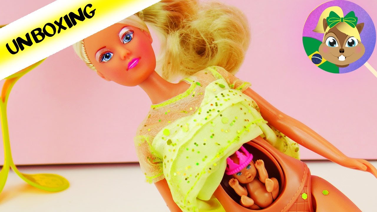boneca grávida com bebê na barriga estilo barbie
