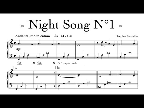 Night Song N 1 Antoine Bernollin Original Piano Composition With Sheet Music Partition