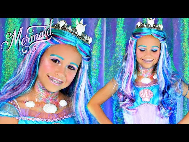 Mermaid Halloween Makeup and Costume For Kids! 