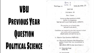 VBU Political Science Sem 3 Core 7 Previous Year Question Paper | 2017-20 | Sk_Edutorial