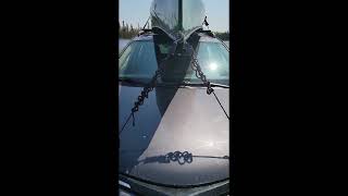 How to secure canoe on car (w/ roof rack)