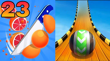 🔪🍊Slice It all VS 🟢🏳️‍🌈Sky Rolling Ball All Levels Gameplay Android, iOS