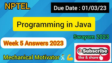 Programming in Java | Week 5 Quiz | Assignment 5 Solution | NPTEL | SWAYAM 2023