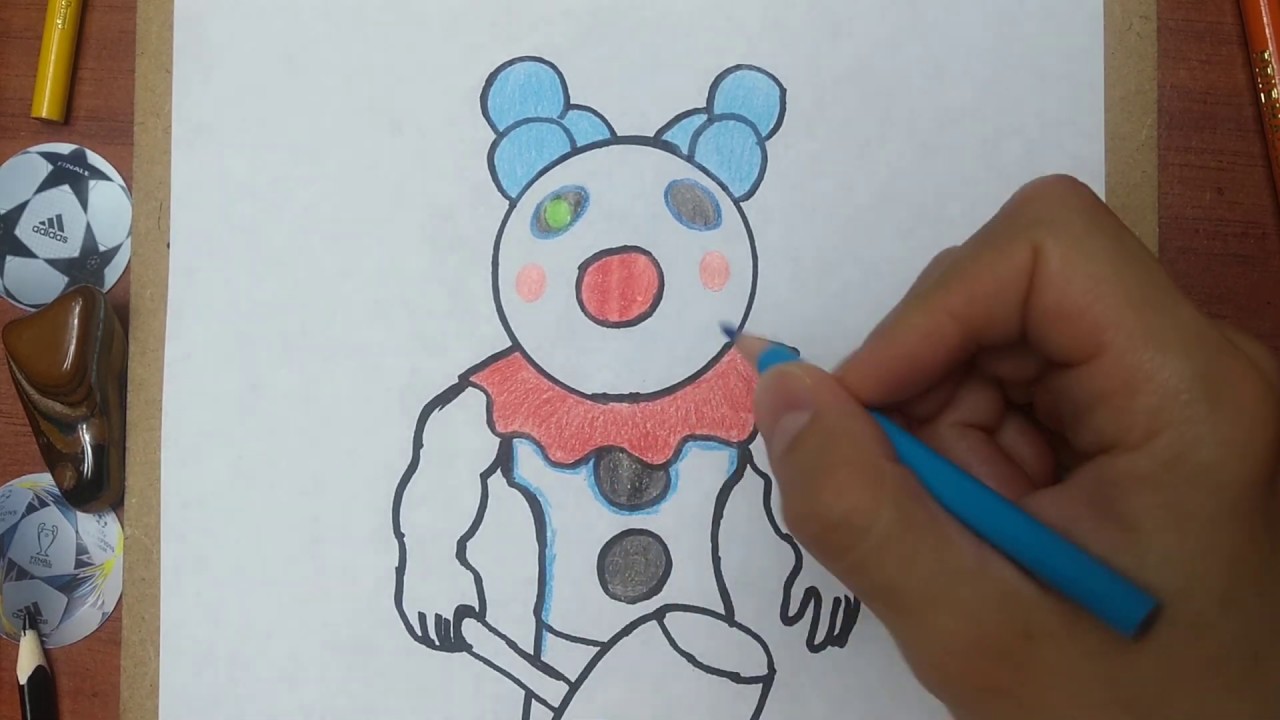 Como Dibujar Y Pintar A Clowny De Piggy Roblox How To Draw And - clowny piggy roblox para colorear