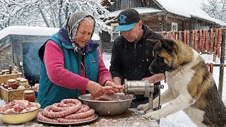 85-Year-Old Grandma Prepares Winter Reserves — Ukrainian Cooking in a Remote Mountain Village
