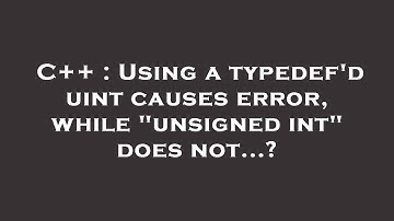 C++ : Using a typedef