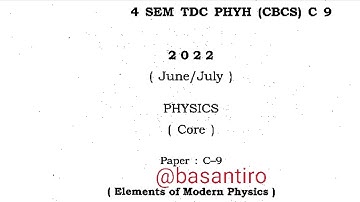 BSc 4th sem physics honours question paper C 9 Dibrugarh University 2022 elements of modern physics