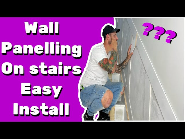 HOW TO INSTALL WALL PANELLING TO STAIRS - EASY STEP BY STEP #diy #homeimprovement #wallpanel #stairs class=