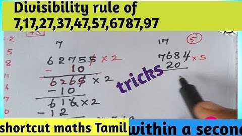 divisibility rule of 7,17,27,37........97#tricks #shortcut  mathsTamil