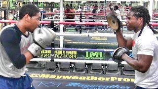 Thomas Hill getting in work at the Mayweather Boxing Club