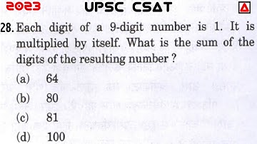 Number System | Each Digit Of A 9-digit Number Is 1. It Is Multiplied By Itself. What Is The Sum Of