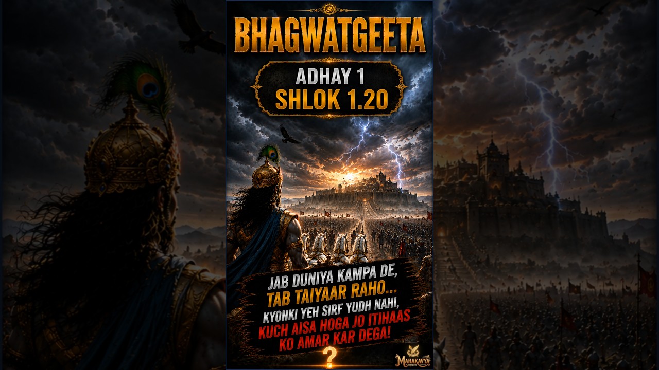 1.20 भगवद गीता अध्याय 1 श्लोक 20 | अर्जुन ने धनुष उठाकर श्रीकृष्ण से कहा