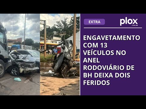 Engavetamento com 13 veículos no Anel Rodoviário de BH deixa dois feridos