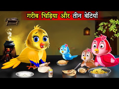 चिड़िया और उसके तीन बच्चे । Cartoon Hindi | Kauwa aur Tuni Chidiya | Chidiya Kahani | moral story