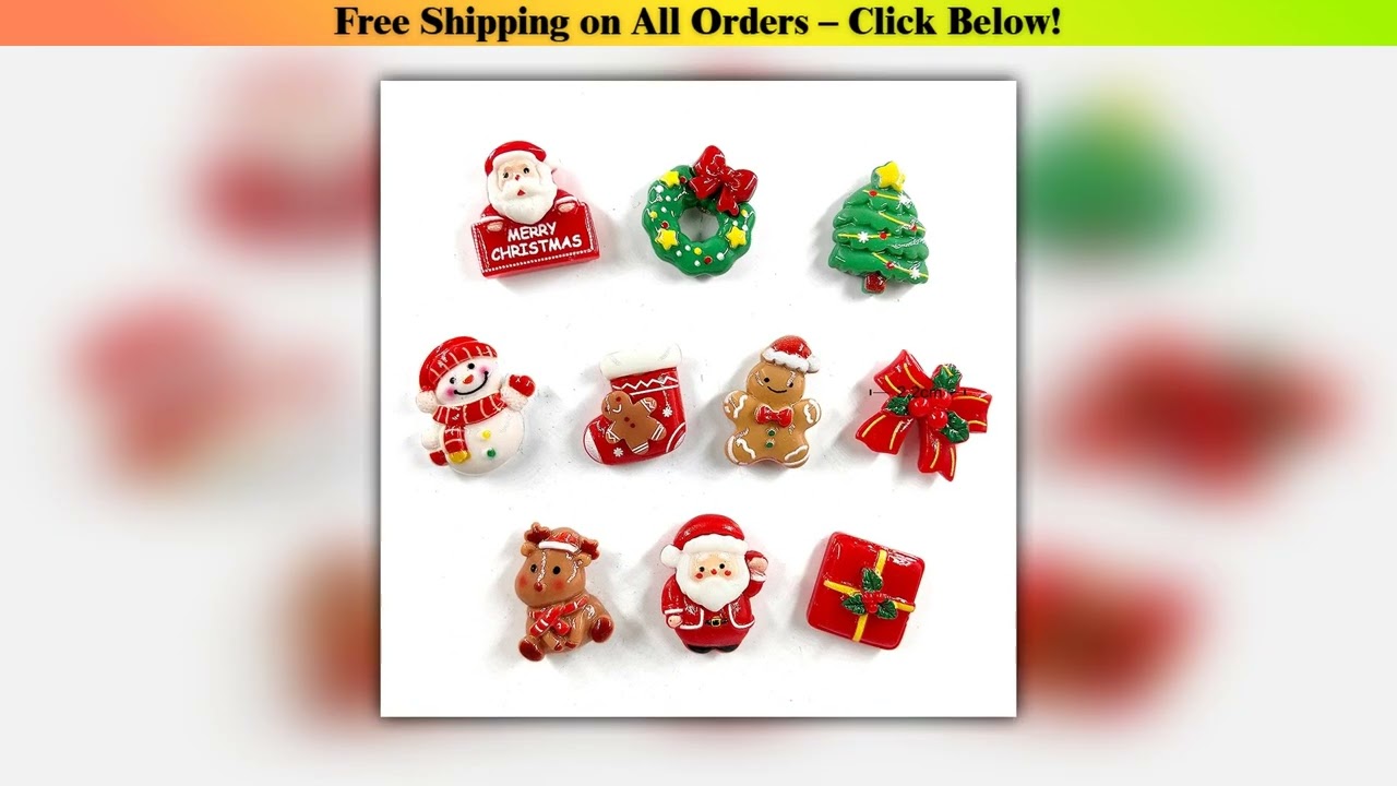 10pcs Red Christmas Fridge Magnet Gift Food Figurine Resin Refrigerator Whiteboard Sticker Diy Deco