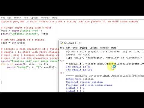 python program to Print characters from a string that are present at an even index number