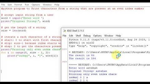 python program to Print characters from a string that are present at an even index number