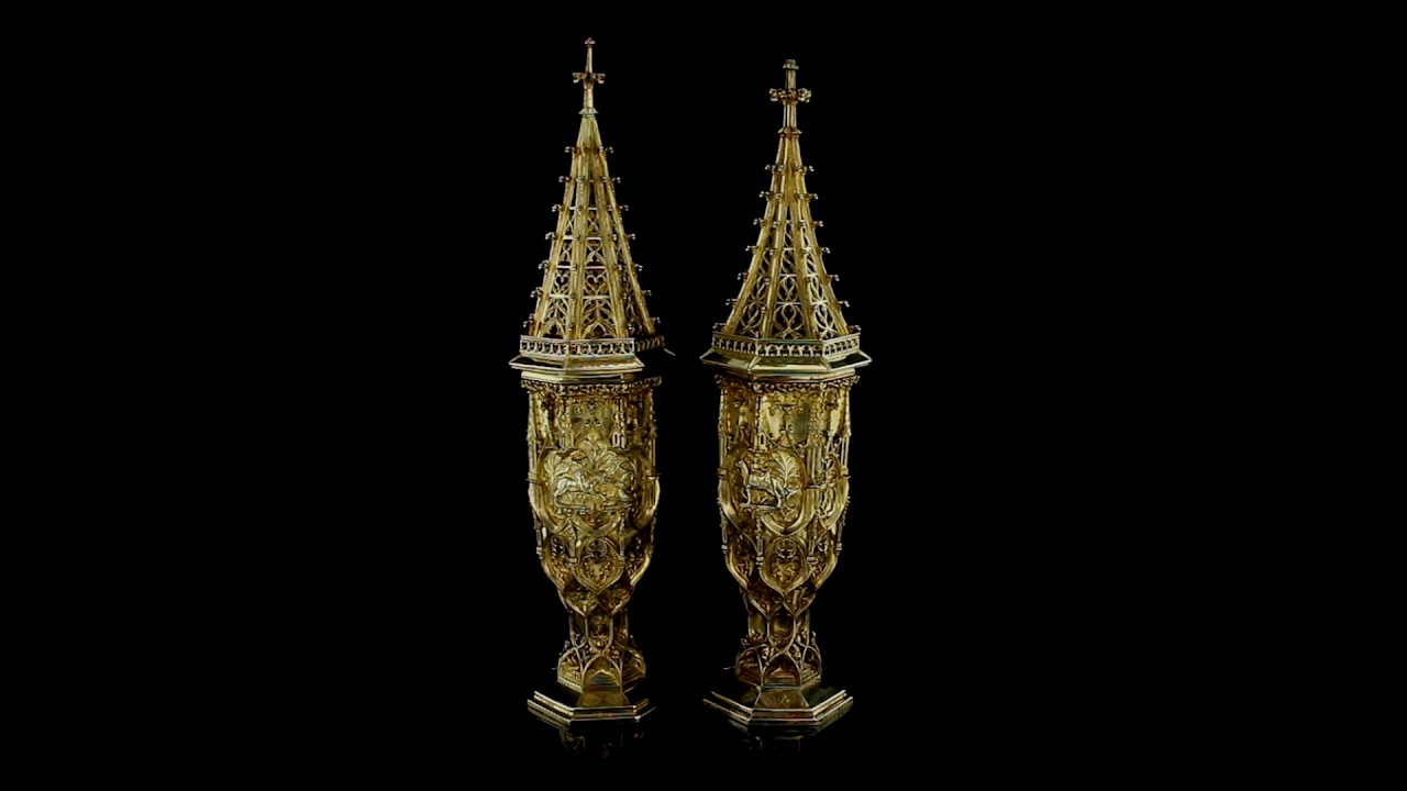 ANTIQUE 20thC SWISS SOLID SILVER GILT LARGE STEEPLE CUPS, ULRICH SAUTER c 1910