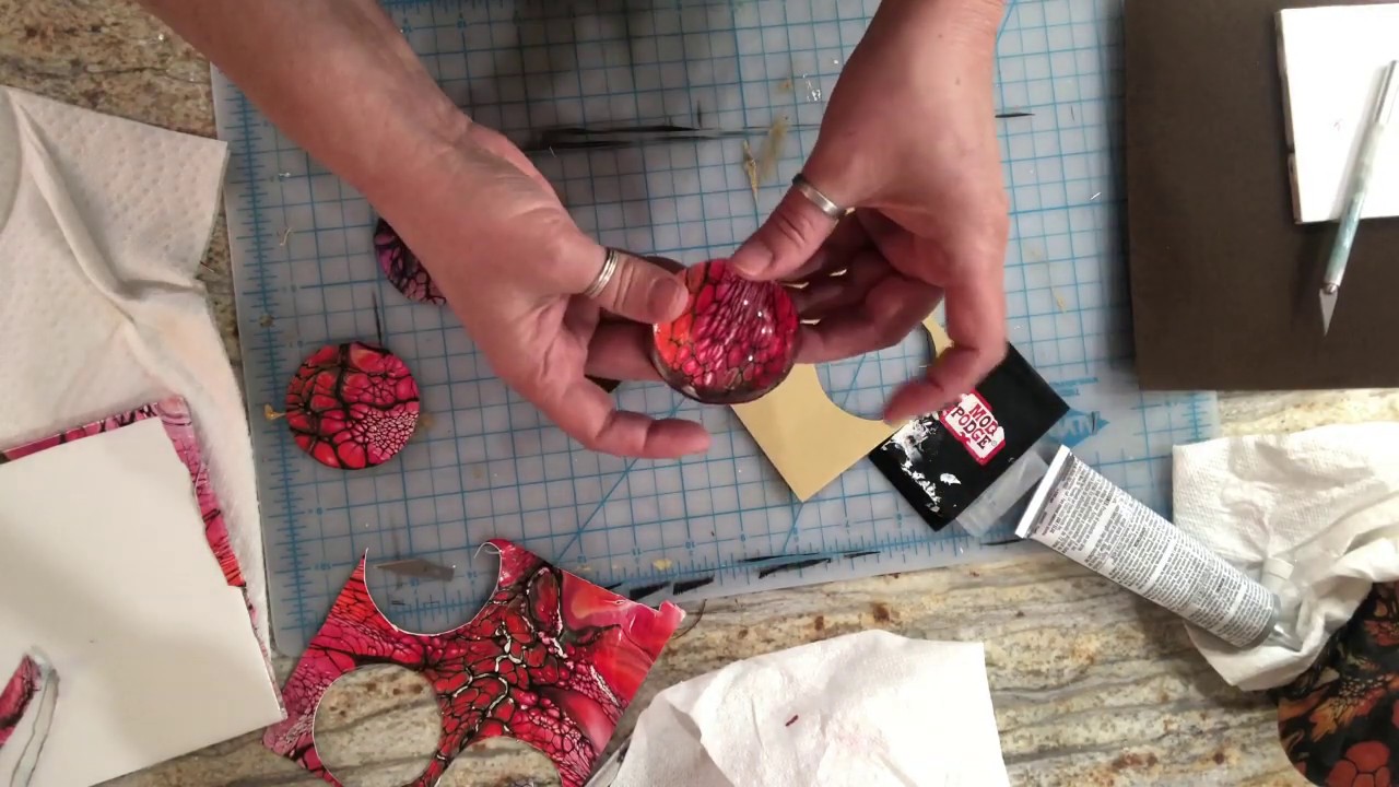 #226. Fluid Acrylic Skins!  Fun Project GORGEOUS Results /fluid art skins/cabochons/paperweights