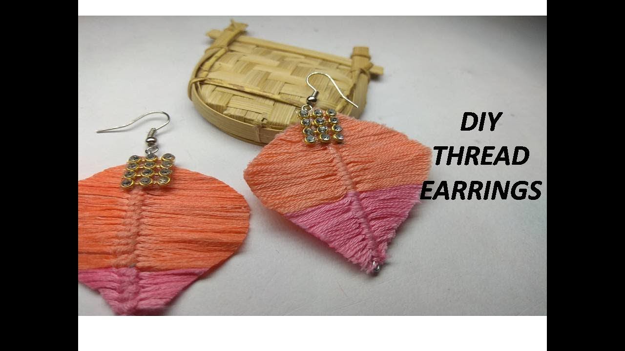 DIY thread earrings / How to make silk thread earrings at home so easy