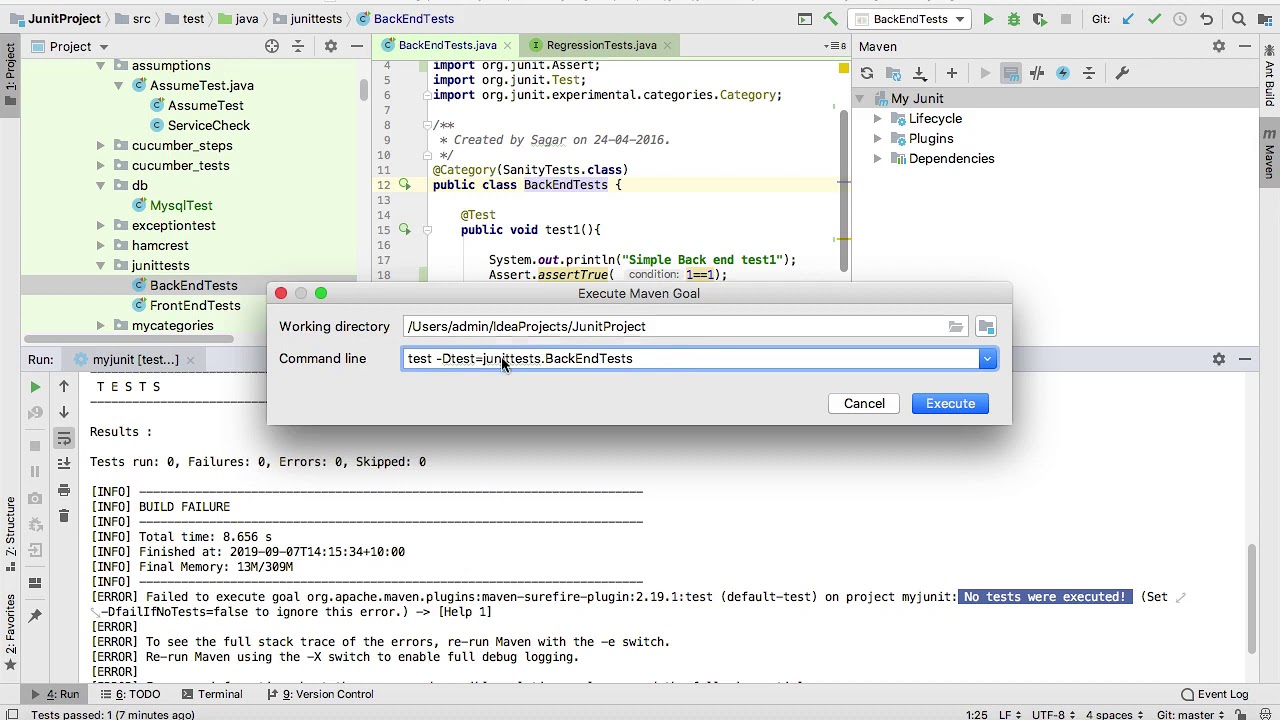Failed To Execute Goal Test Maven Surefire  | No Tests Were Executed