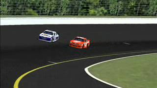 NR2003 - Joey Logano Bumps Mark Martin Reenactment + The finish