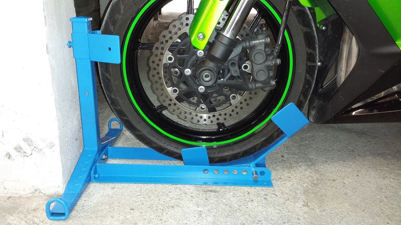 Motorcycle Front Wheel Chock Homemade. 