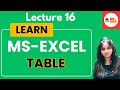 Microsoft Excel Lecture 16 | TABLE | Learn Excel in Hindi |Basic to Advance|#excel #exceltip