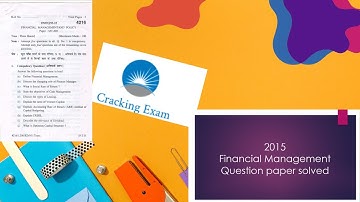 2015 Question Paper Solved  |  M.Com : Financial Management | Exam Date : 26-06-2023 | 4k Quality |