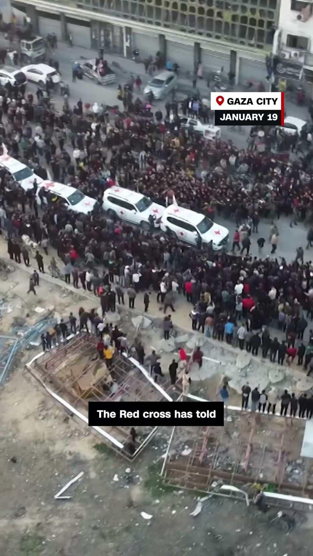 Drone footage shows van where Hamas handed over three Israeli hostages