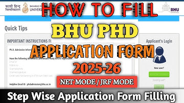 How to fill BHU PHD Application form 2025 || BHU PHD APPLICATION FORM FILLING 2025-26 #bhuphd