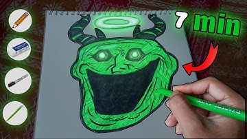 How to draw scary troll face step by steps