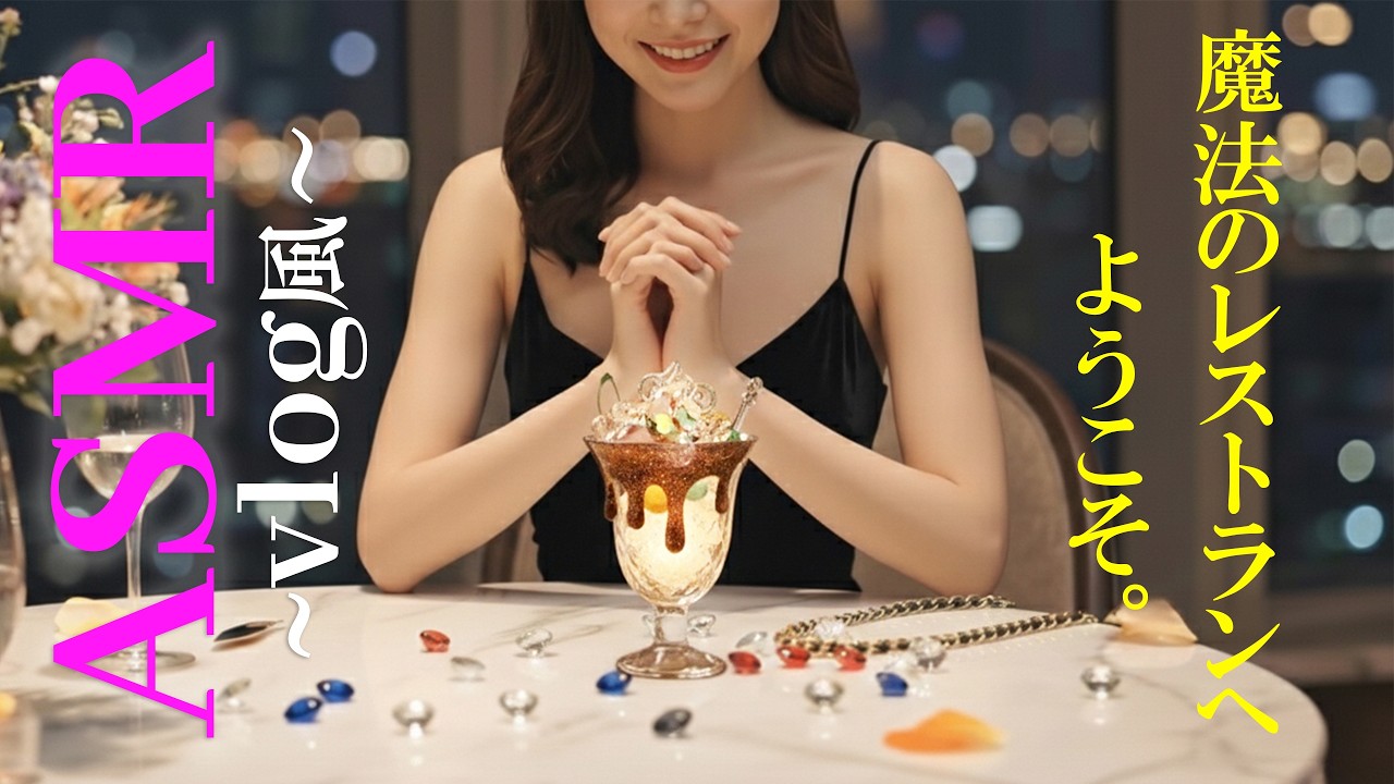【vlog風_ASMR AI】ウワサの魔法レストラン。高級宝石ガラスパフェたべよ。 | Shall We Taste a Luxury Gem Glass Parfait？