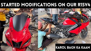 Apni R15 V4 ki modification shuru❤️| ( New tail-tidy, visor and ￼ stickering)| #youtube #r15v4 #vlog