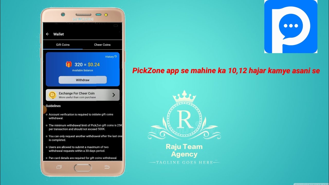PickZone app  se paisa kaise kamye  Pickzone app me live on kaise kare   डिस्क्रीशन में व्हाट्सएप