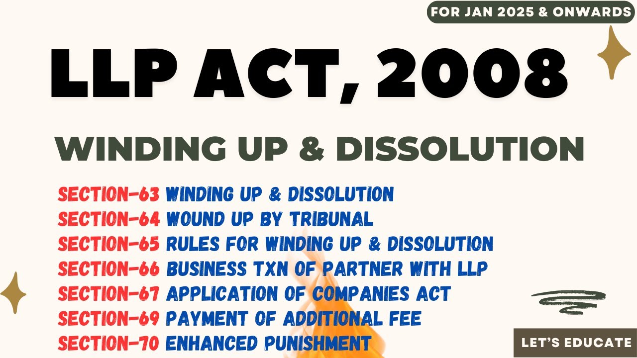 18 | LLP Act, 2008 | Section 63, 64, 65, 66, 67, 69 & 70 | Winding Up & Dissolution | CA-Inter (Law)