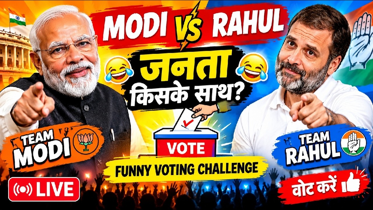 🔴 Modi vs Rahul 😂 जनता किसके साथ? 🤣 Funny Voting Challenge LIVE | मोदी vs राहुल