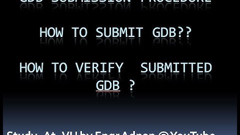 Procedure to Submit GDB at VULMS