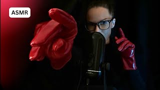 ASMR Red Leather Glove Play for Deep Relaxation + Gum Chewing